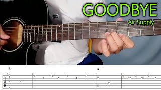 Download Lagu How to Play GOODBYE by Air Supply - Guitar Plucking Tutorial with Free Tabs and Tabs on Screen MP3