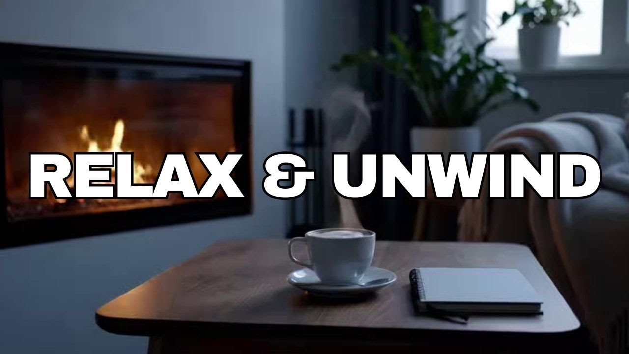 Quiet Coffee Shop Fireplace ☕ Relaxing Night Ambience (Fire Sounds)