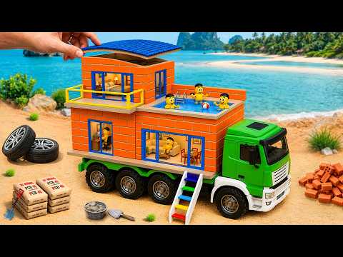 Truck Becomes a House – DIY Mini Tractor Builds a Strong Brick Mobile Home