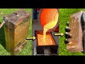 Copper Tank Casting - Pouring Copper Bullion Bar -Trash To Treasure - ASMR Metal Melting - BigStackD