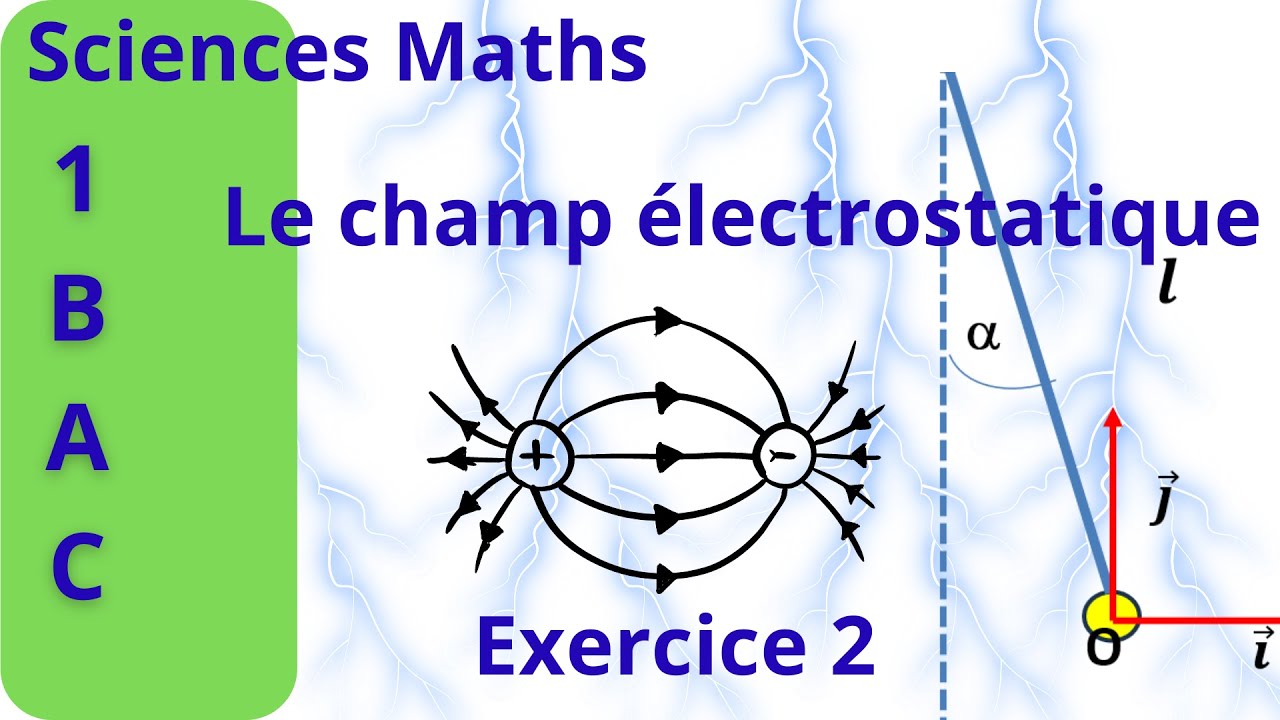 1 bac Sciences Maths cours # champ électrostatique exercice 2