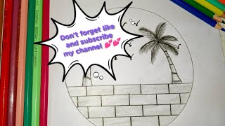 Circle Scenery Drawing Essay tutorial///How to make essay drawing making with pencil 