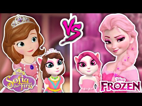 My Talking Angela 2 ❤️‍🔥|| Angela Vs Pink Elsa 🩷❄️ Vs Pink Sofia 🩷👸🏻|| Cosplay/ Makeover 💄