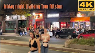 4K Walking tour Friday night movements @ Brighton,Brookline & Allston Boston + real city sound