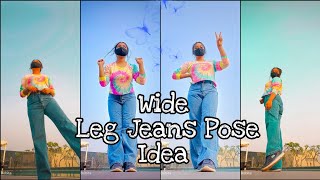 Wide Leg Jeans Pose Idea/Sky Poses/Self Photoshoot With Timer⏳/Poses For Girls#pose#selfphotoshoot