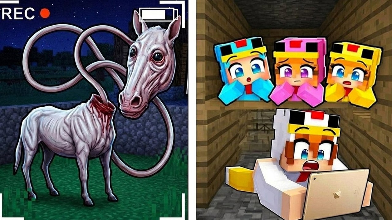 Mes CAMERAS DE SURVEILLANCES ont FILMER ce CHEVAL BIZARRE sur Minecraft ! (Long Horse)