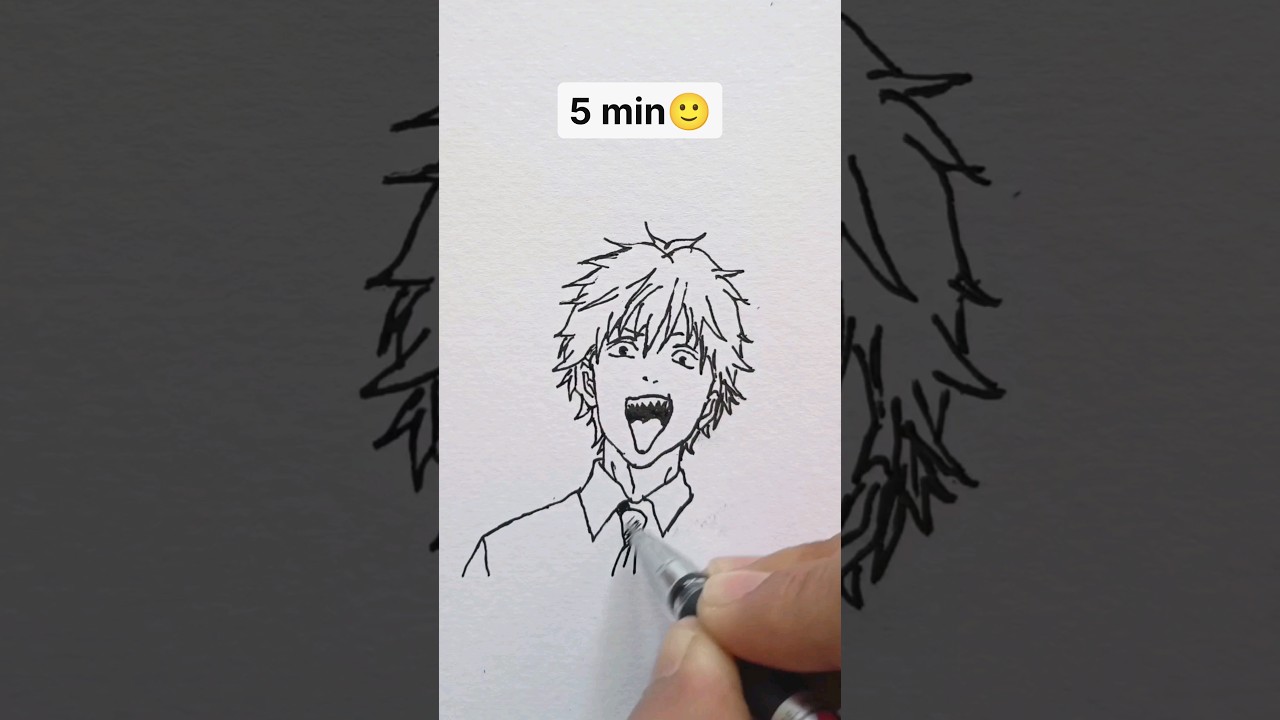 How to draw Denji in 5sec ,10sec ,1min ,10 mins 😳 | Chainsaw Man 