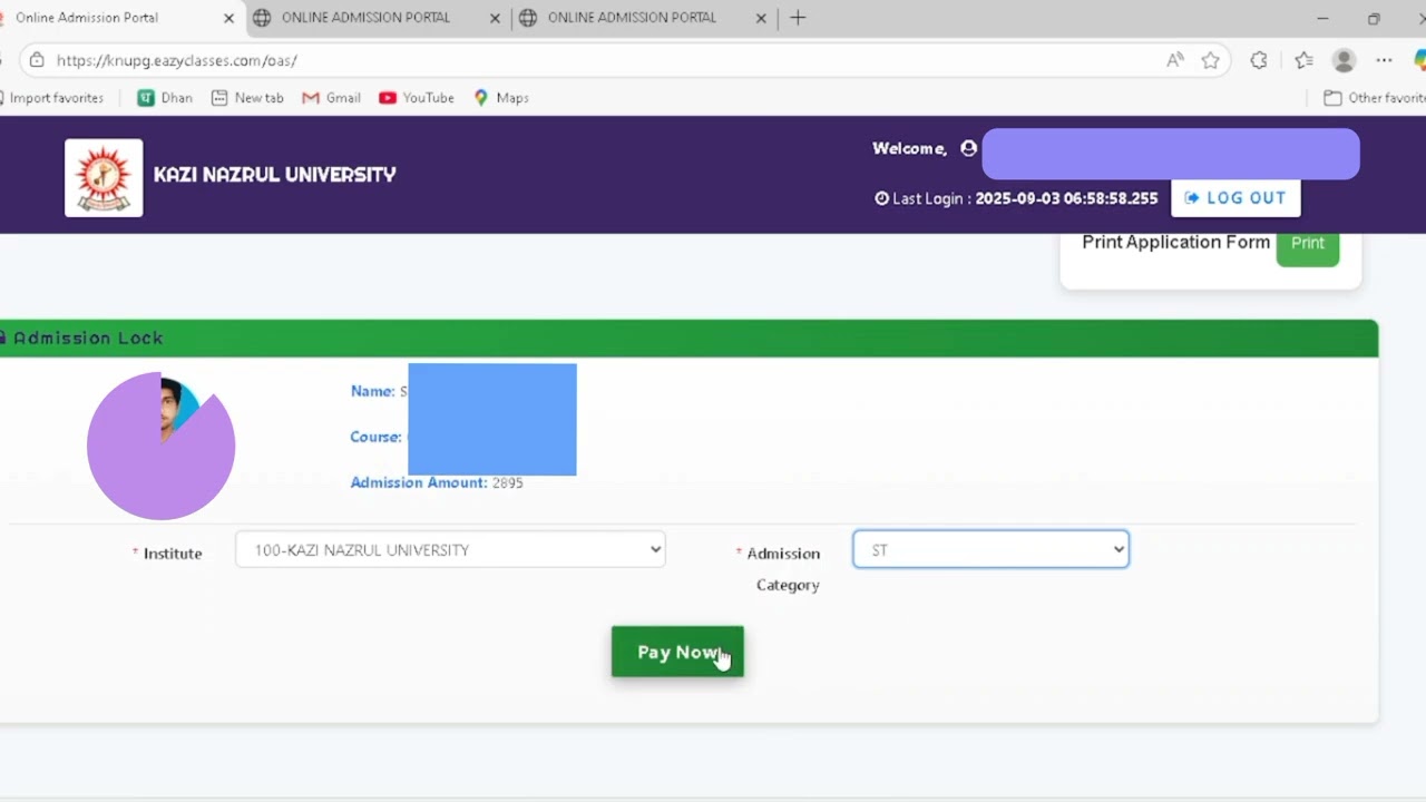Knu pg payment link  2025 