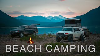 Peaceful ASMR Camping on a Beach and Crackling Campfire with my Toyota FJ Cruiser