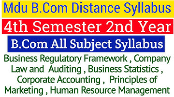 Mdu B.Com Distance 4th Semester All Subject  Syllabus |  Mdu Distance BCom 4th Semester Syllabus
