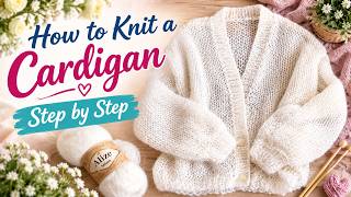  🧶✨How to Knit a Cozy Cardigan for Beginners | Step-by-Step Tutorial