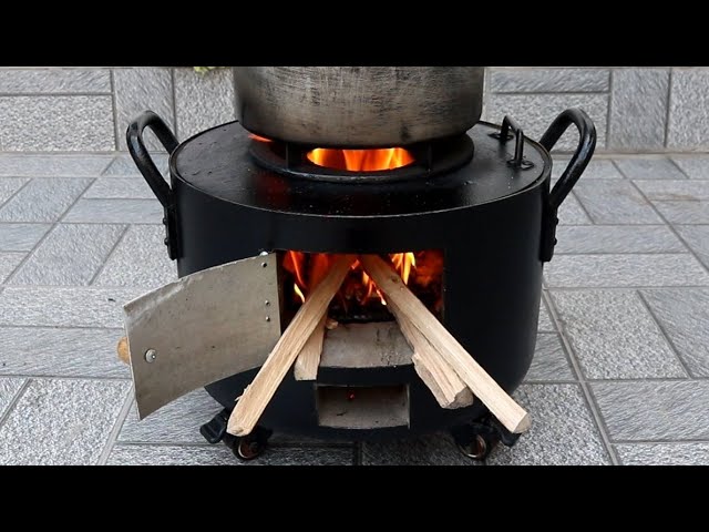 Making smokeless wood stove with cement and oil barrels is both easy and  saves firewood - YouTube