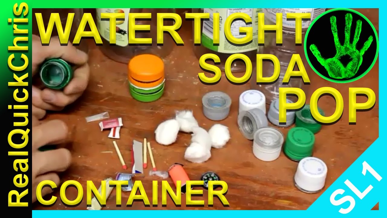 Watertight Survival Container soda bottle cap hack