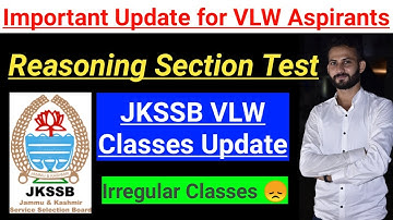 JKSSB VLW Reasoning Quiz || JKSSB VLW Classes Update || Important Update