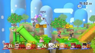 Super Smash Bros Wii U 8-Player Team Battle Mario, Luigi, Peach Yoshi
