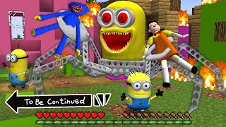 MINION SPIDER ROBOT vs HUGGY WUGGY vs SQUID GAME DOLL vs MINIONS in MINECRAFT - Funny Gameplay