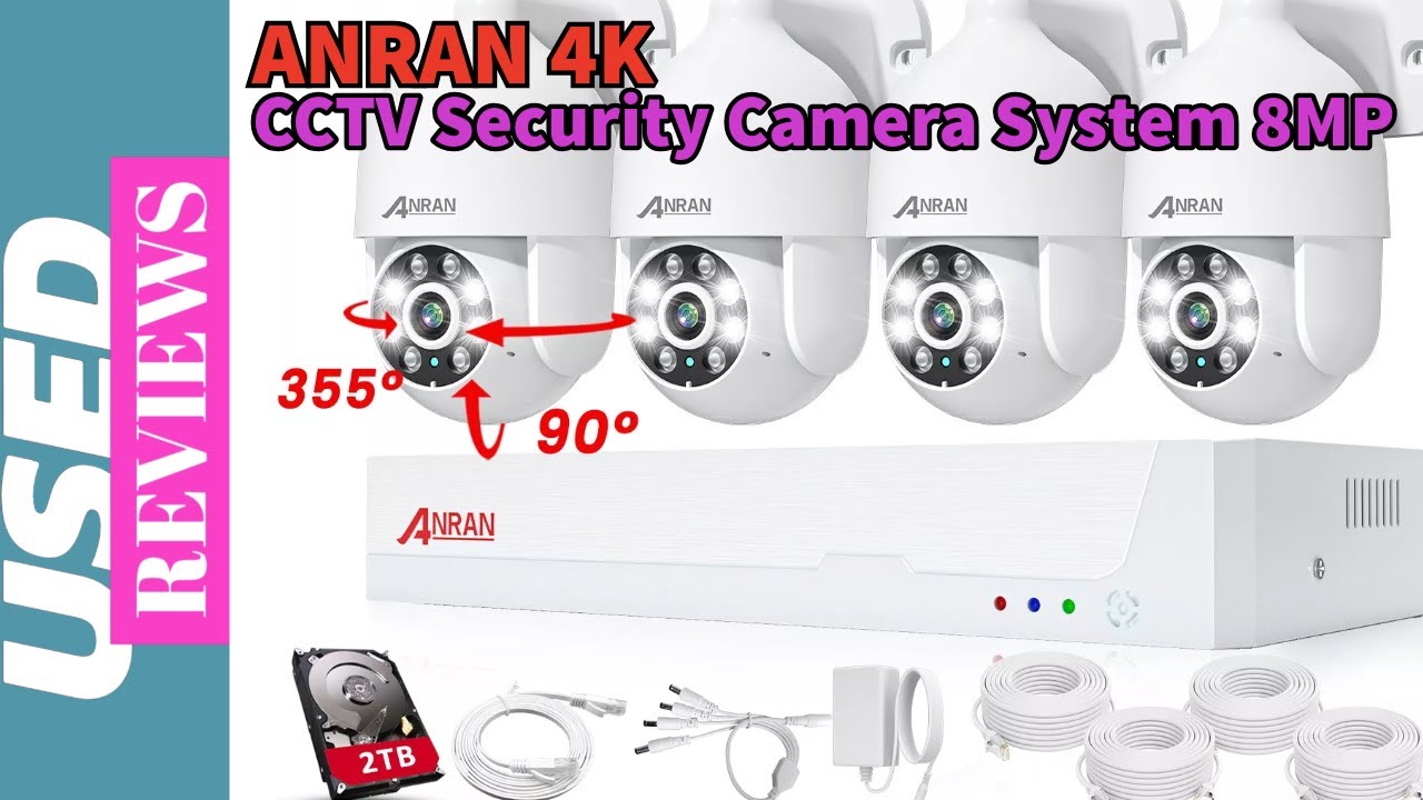 ANRAN 8MP 4K Security Camera Wired System CCTV 360°PTZ Night