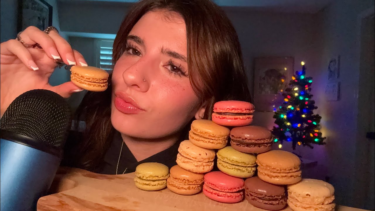 [ASMR] EATING MACARONS (tapping+eating sounds)