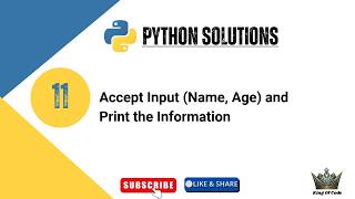 Full Python | Problem 11- Accepting User Input Guide