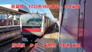 【4K】JR京葉線 E233系5000番台 蘇我駅から東京駅 前面展望