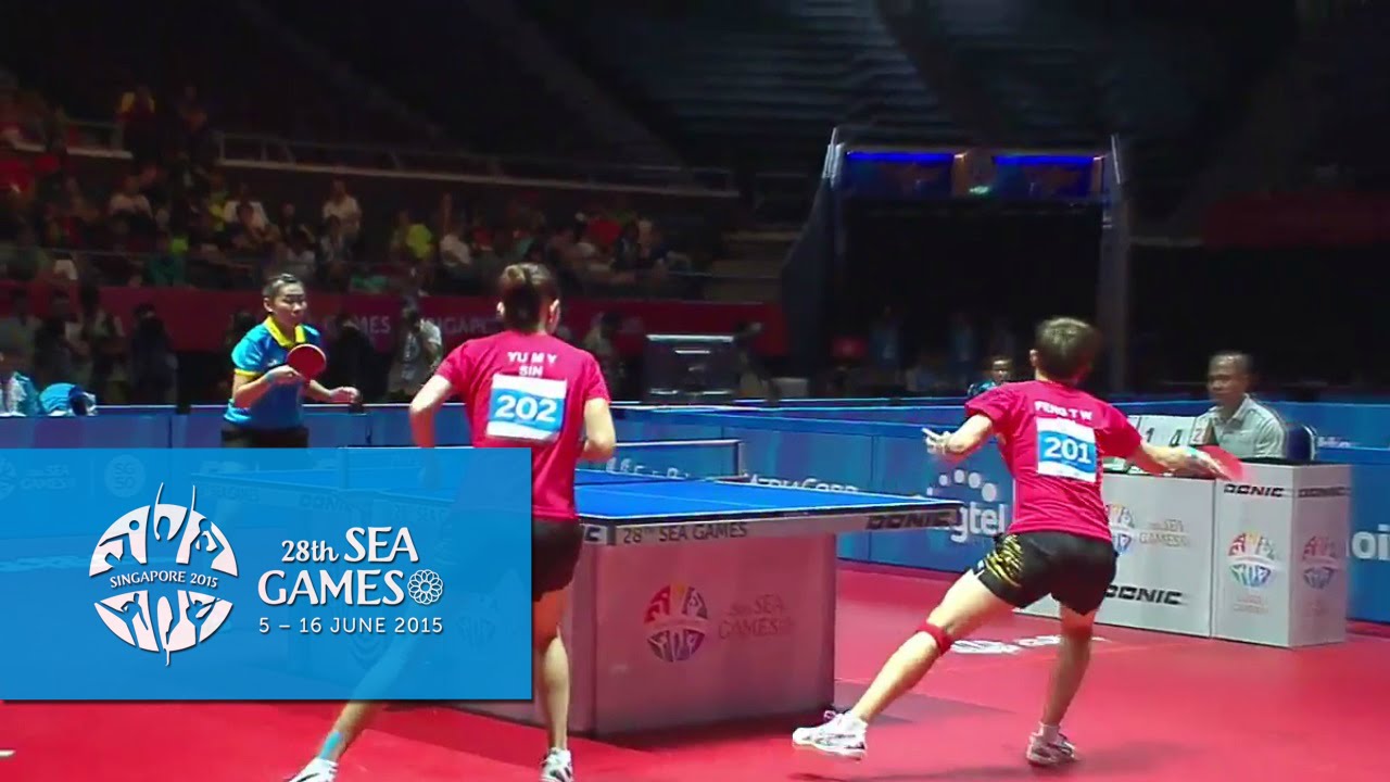 Table Tennis Women's Doubles Singapore vs Thailand 28th SEA Games Singapore 2015 YouTube