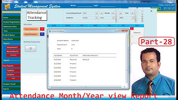 Student Management System in Access 2007 |Part 28| Attendance 11| Monthly Yearly Attendance Report