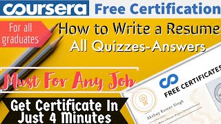 How To Write A Resume I All Quizzes Answers | Coursera | Must for All Graduates | ?☺️?