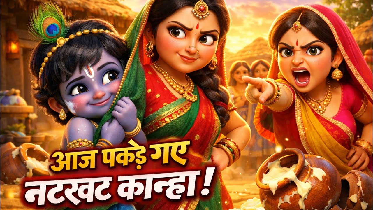 प्रभावती ने दी चुनौती… और श्री कृष्ण ने माखन चुराकर दिखा दिया!”#indreshji #bhakti #krishnaleela 