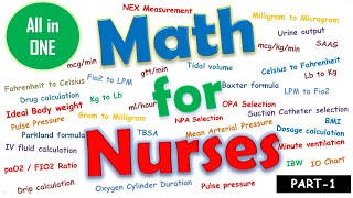 Math for Nurses | Nursing math & measurements | Nursing Math all in 1| NCLEX | CBT | Part-1