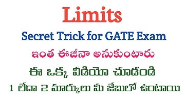 Limits Trick for GATE in Telugu || Root Maths Academy