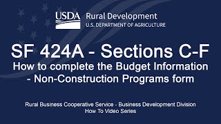 SF 424A - Section C-F - How to complete a Budget Information - Non-Construction Program Form