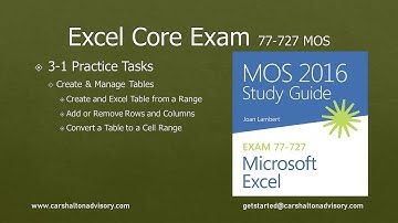 Obj. 3-1 Create & Manage Tables 77-727 Excel 2016 Core