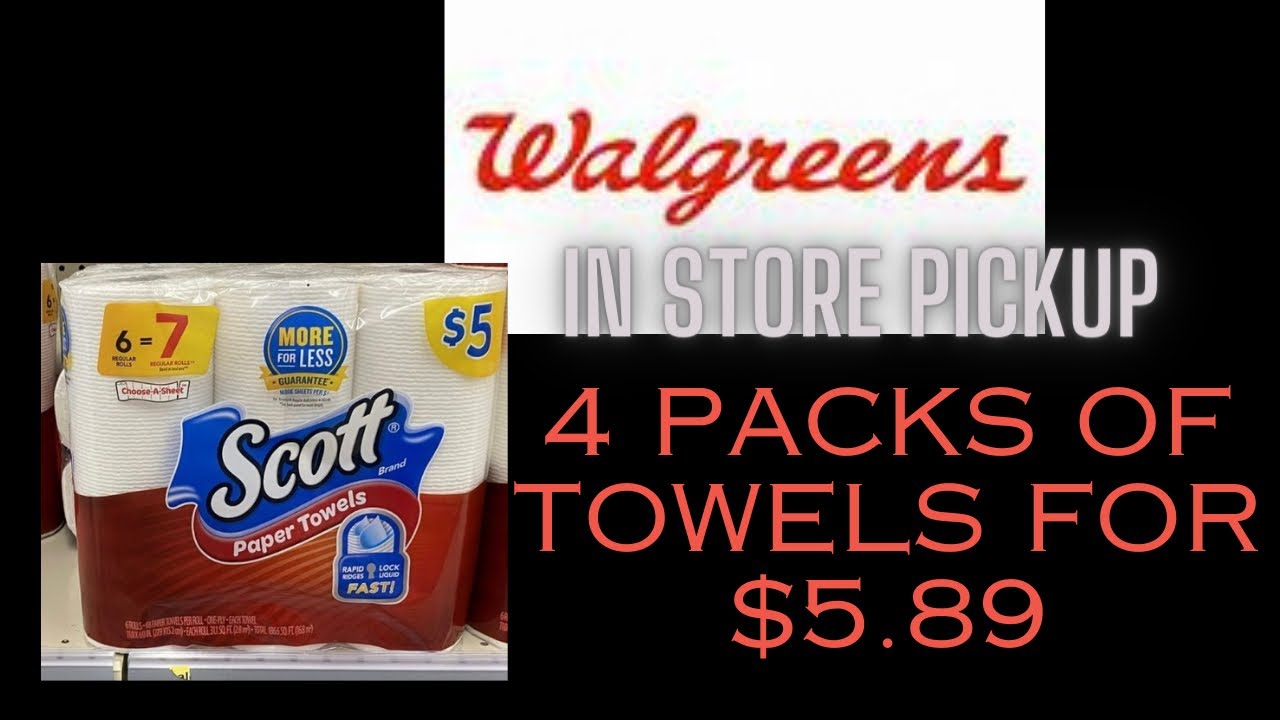 I did an online pickup order for 5.89 tax included for 4 packs of Scott paper towels YouTube