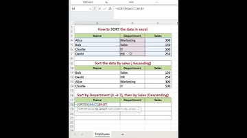 How to sort data in excel