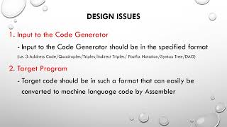 Code Generation Properties and issues  Compiler Design720P HD Wealth