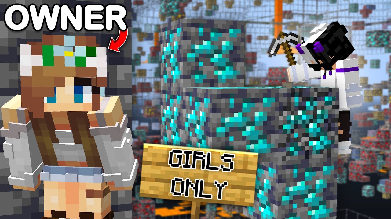 Secretly X-RAYING In GIRLS ONLY Minecraft SMP...