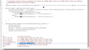PASSWORD POLICY VALIDATION REGEX USING JAVA