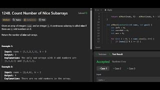 LeetCode 1248 | Count Number of Nice Subarrays | Solved in CPP