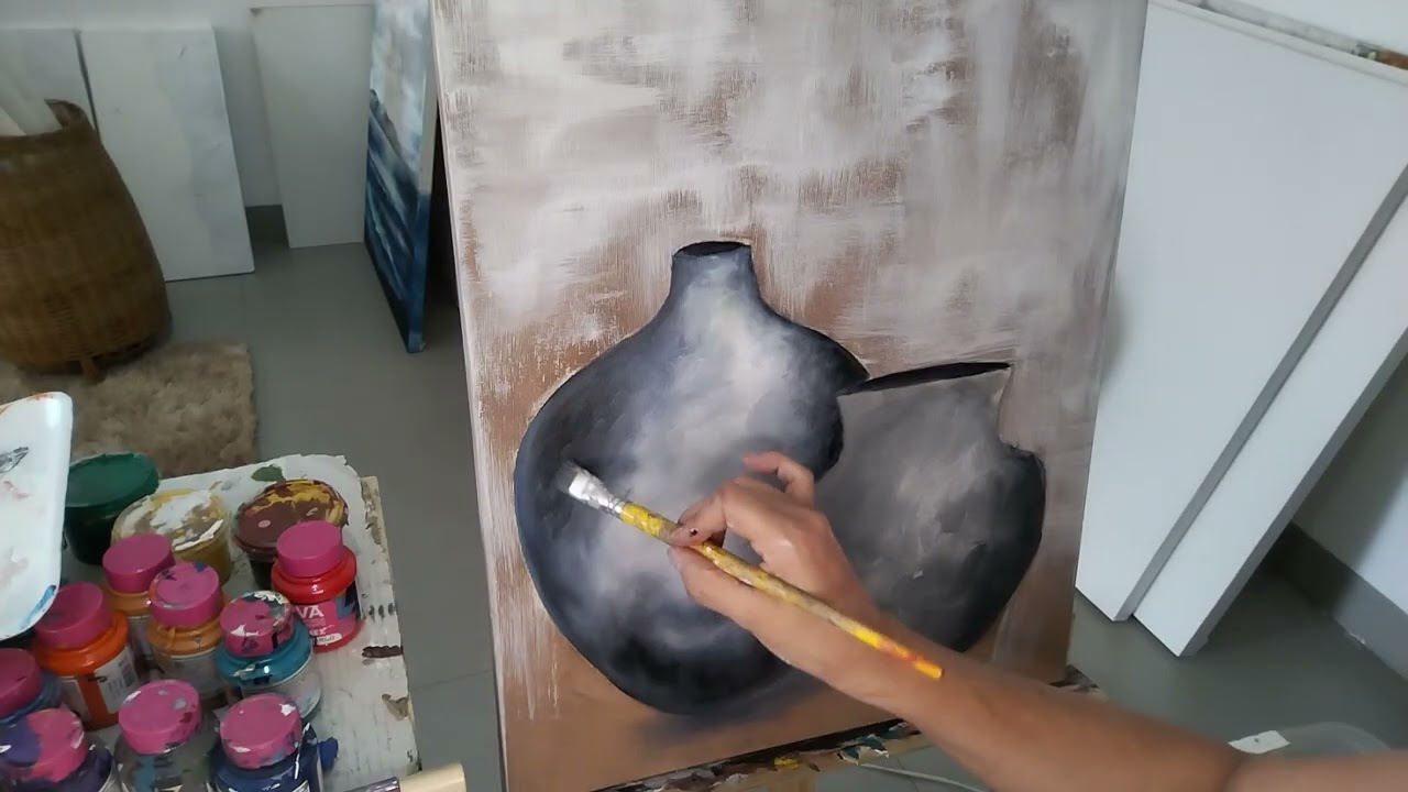 Como pintar potes com fundo moderno.