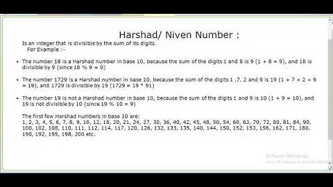 Niven number| harshad number in java