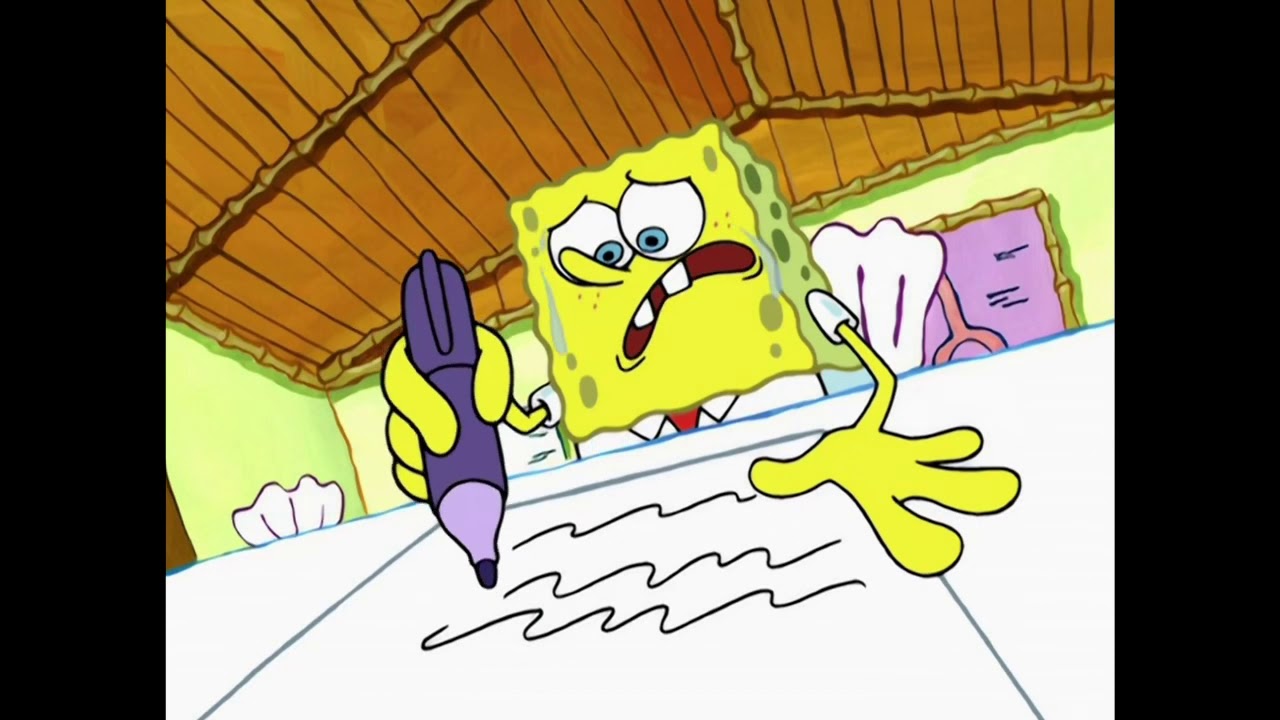 spongebob can't write essay