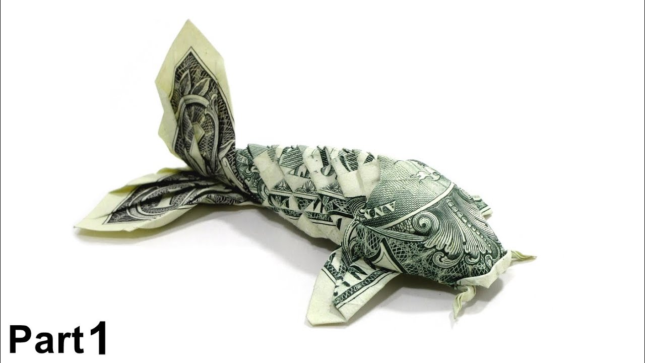 dollar in won New Origami Dollar bill Koi Fish tutorial (Won Park) part 1 折り紙 コイ魚 $1 money billete
