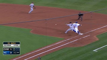 CWS@KC: Escobar gets first after out call overturned