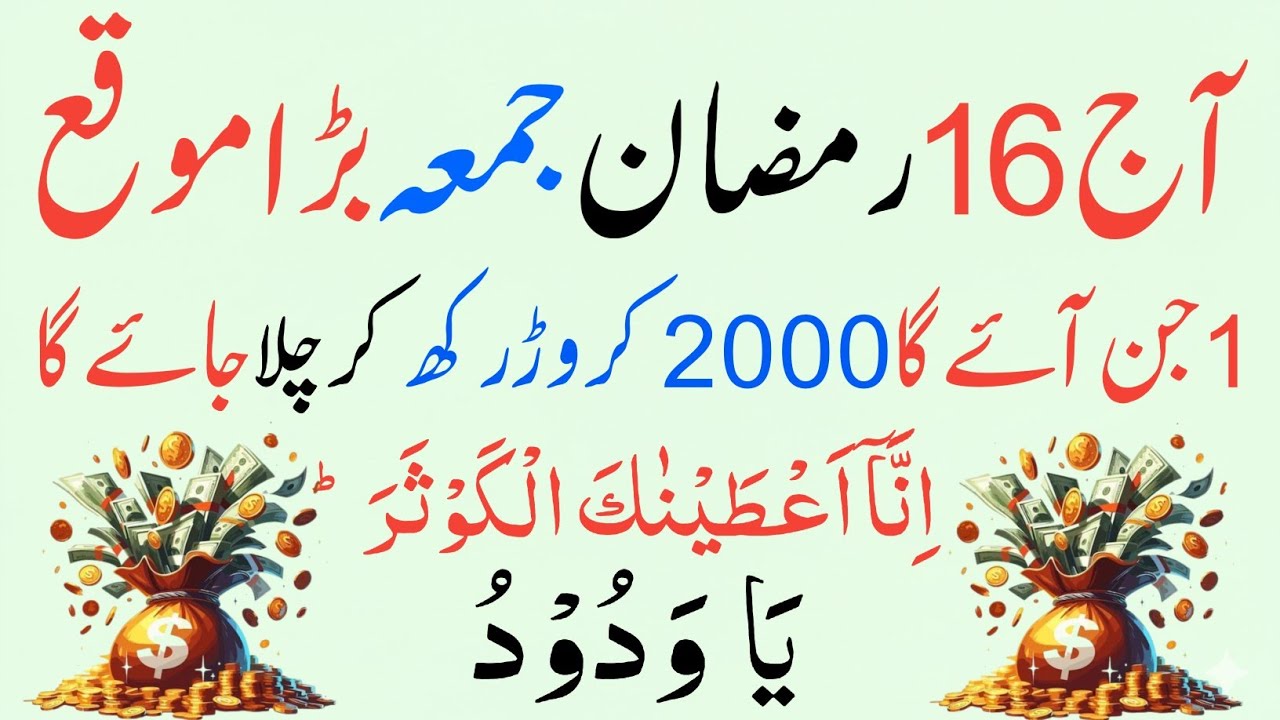 16 Ramzan 3rd Jumma Powerful Wazifa | Surah Kausar 100 Baar + Ya Wadud Se Har Hajat Puri