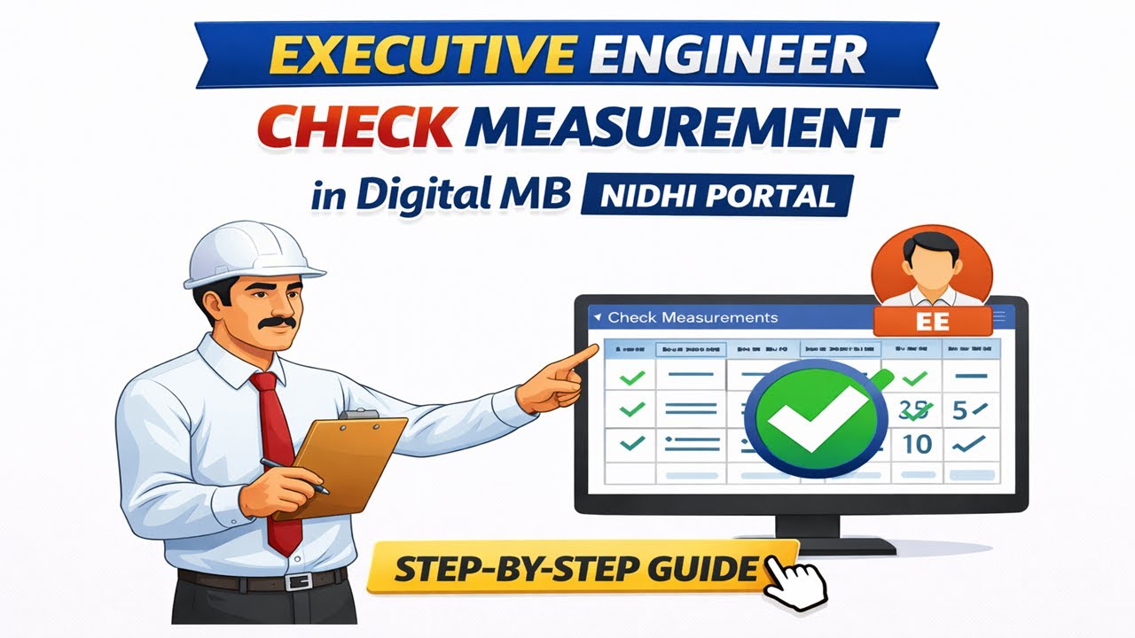 Executive Engineer Check Measurement in Digital MB | NIDHI Portal ...