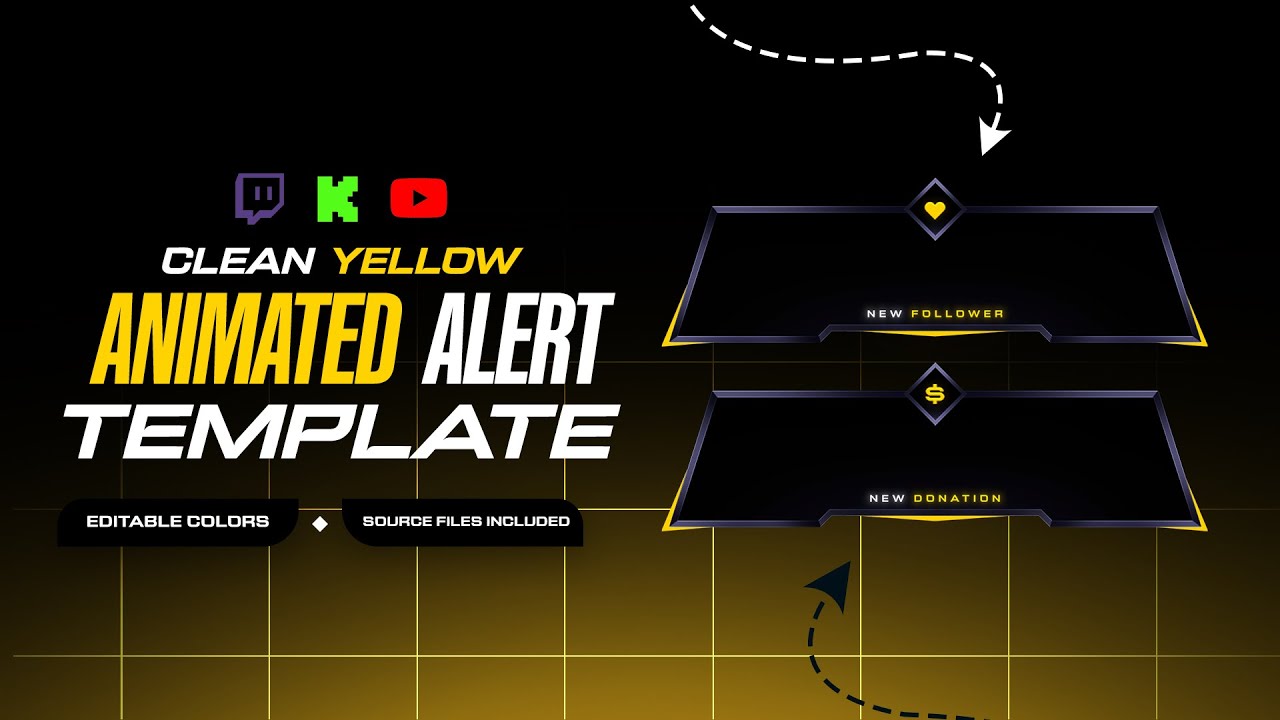 Animated Yellow Alerts for Streamers // Twitch Alerts Template ...