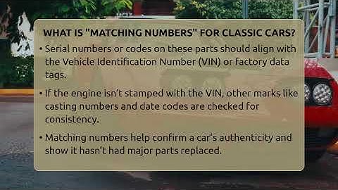 What Is "matching Numbers" For Classic Cars? - Car Collector Enthusiasts