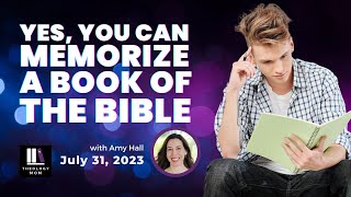 Yes, You Can Memorize a Book of the Bible
Memorizing longer passages of Scripture can be invaluable to your knowledge of Christianity, your personal spiritual growth, and your love for God—and you don’t have to be a genius to do it! My friend, Amy Hall (from Stand to Reason) is coming on to describe the benefits of memorization, give practical tips for memorizing, and help you develop a personalized plan for memorizing your favorite chapter or even an entire book of the Bible. You can do it!
This will be a pre-recorded conversation, but Ill be on the premiere to field questions during the premiere.
Link to a blog post with Amys tips: https://www.str.org/w/tips-for-memorizing-a-book-of-the-bible. Yes, You Can Memorize a Book of the Bible