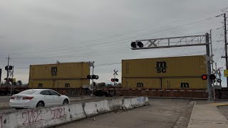 BNSF 7317 Intermodal Stack Train South - E. Morada Lane Railroad Crossing, Stockton CA 