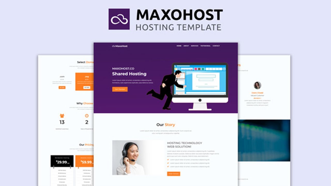 MaxoHost - Hosting HTML Template | Bootstrap Template - YouTube